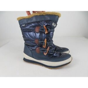 Keds Boots Womens 8 Blue Puff Faux Fur Lined Bootie Waterproof Warm Shoes
